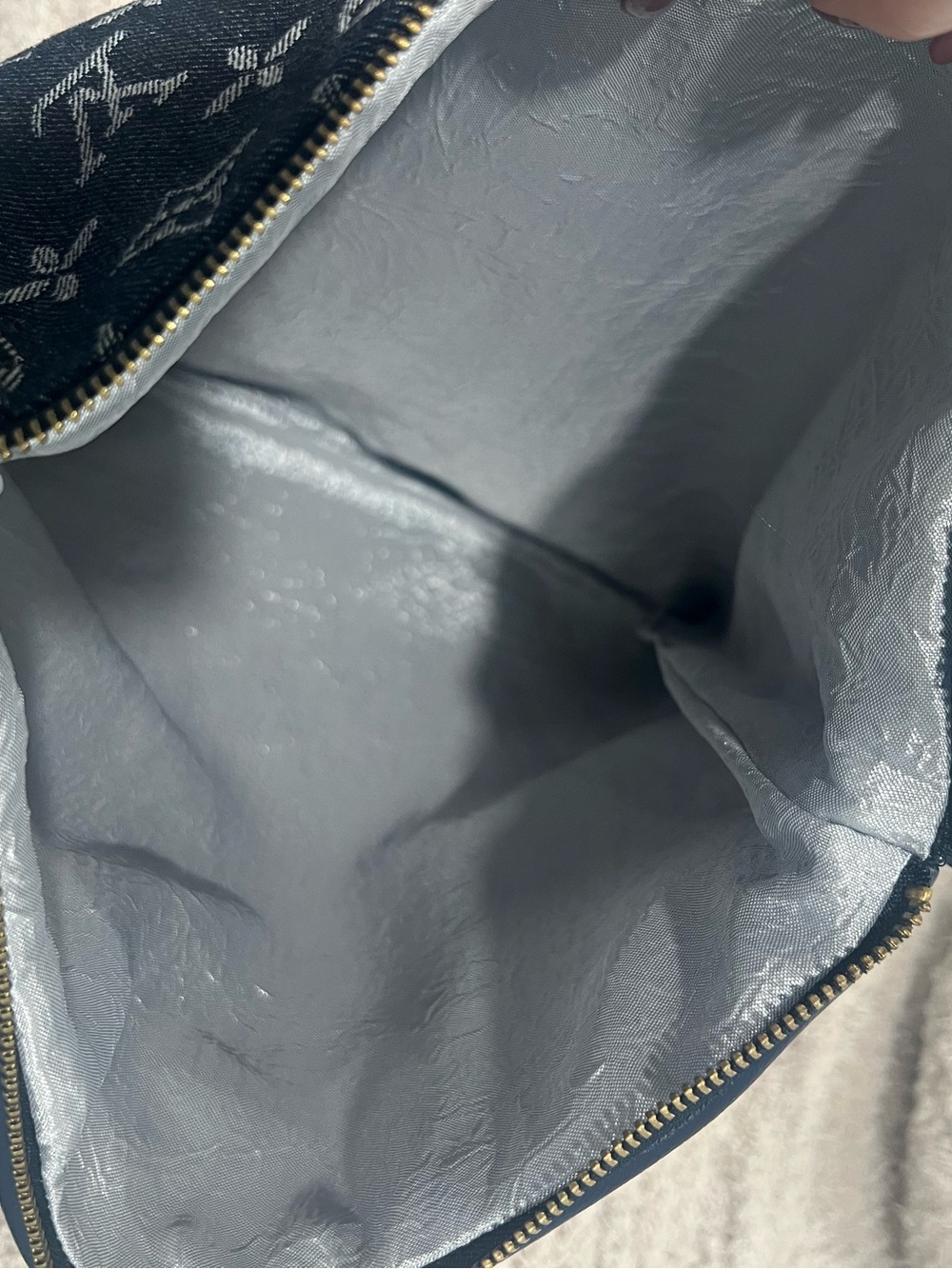 *Up cycled crossbody bag/Louis Vuitton Denim Monogram Fabric w/ Patterned Strap - Picture 5 of 8
